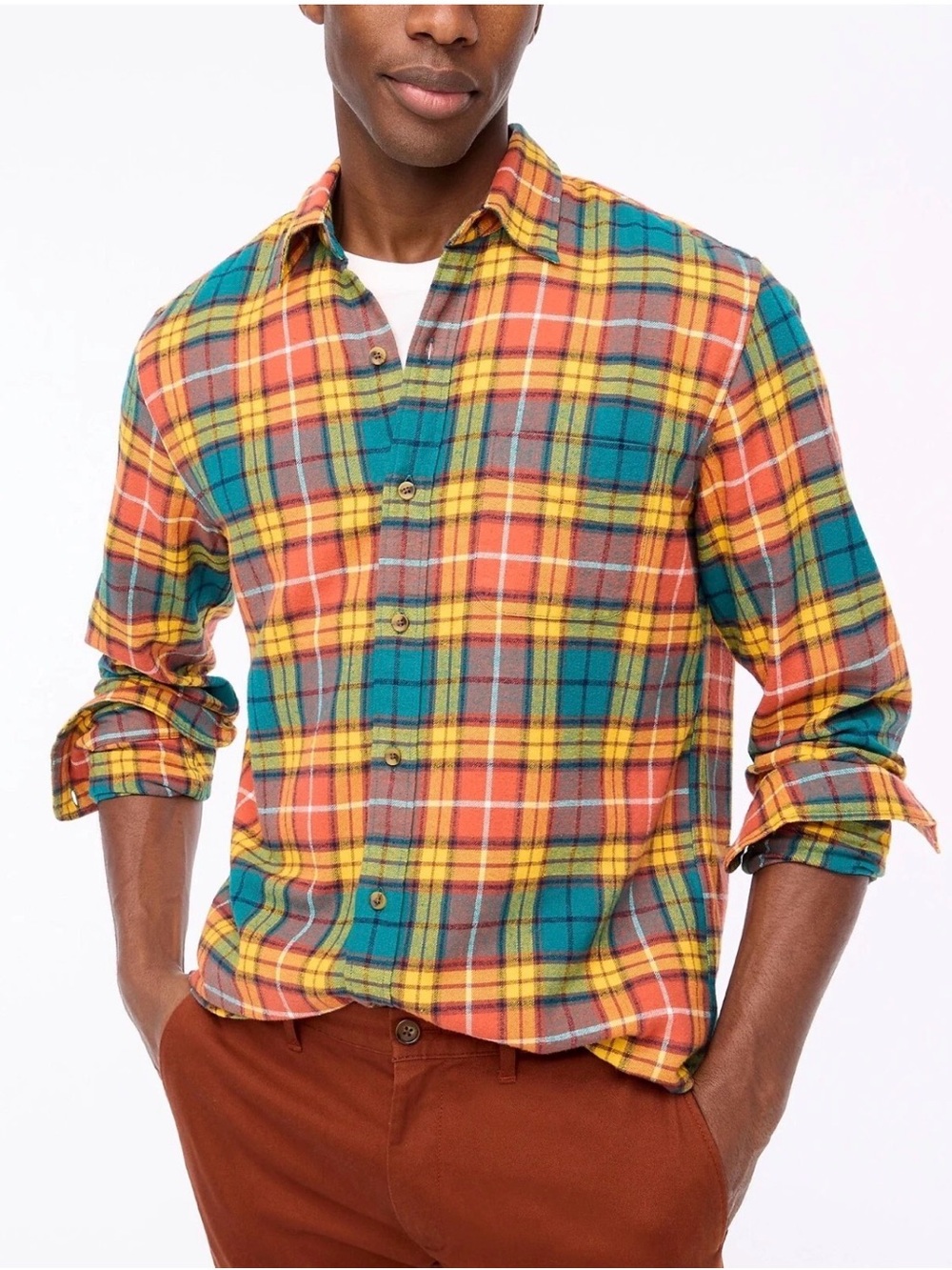 J.Crew Men’s Midweight Flannel Shirt Tartan Plaid Button Down Medium